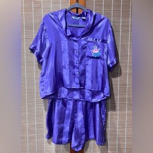 Vintage Mervyn’s purple striped matching pajama set, size M